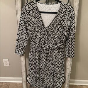Talbots‎ Black and White Patterned Dress Size Medium Petite